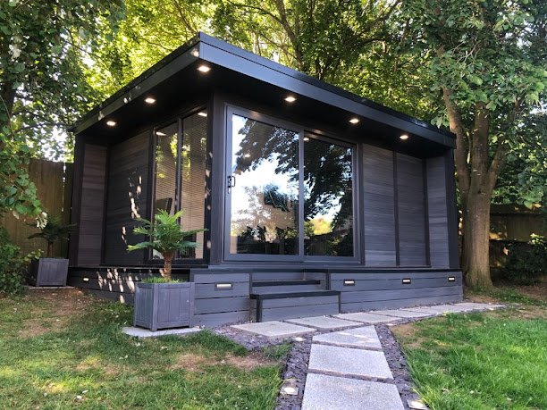 Summer House made of composite wood in grey